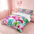 thumbnail image 2 of meiyoeat Tropical Flamingo Floral Bedding,Green Monstera Leaf Duvet Cover Full For Girl,Reversible,3 Pieces,1 Duvet Cover and 2 Pillowcases, 2 of 6