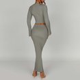 thumbnail image 4 of Chaqueta de punto para mujer falda larga cuello redondo un solo pecho color sólido traje de vacaciones FLhrweasw Nuevo, 4 of 9