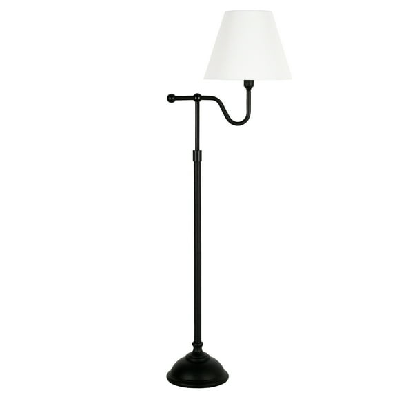 Evelyn&Zoe Wellesley Modern Farmhouse Swing Arm Reading Floor Lamp, Black