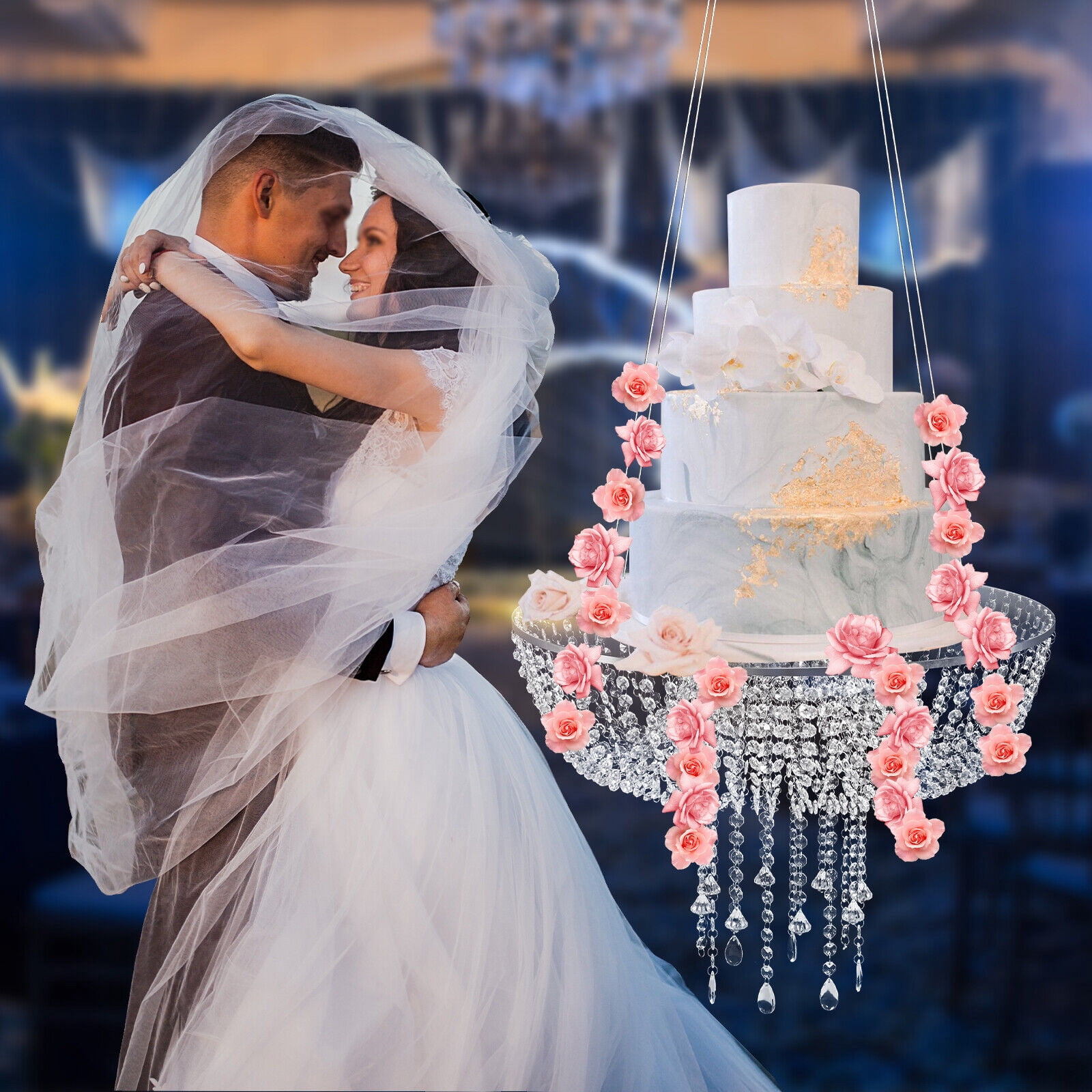 Wedding Cake Rack Acrylic Dessert Holder Hanging Drips Beads Garland ...