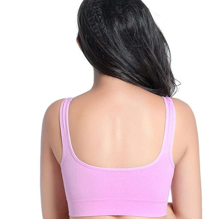 RQYYD Sports Bras for Women - Womens Longline Wirefree Padded Sports Bra V  Neck U-Shaped Backless Yoga Bra Crop Top Pink XL 