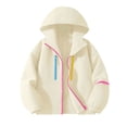 thumbnail image 6 of Girls Zip Hoodies Long Sleeve Solid Loose Jacket Sweatshirt Teens Fashion Winter Clothes White 11-12Years, 6 of 7