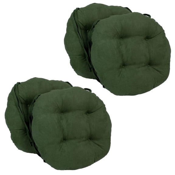 16-inch Solid Micro Suede Round Tufted Chair Cushions (Set of 4) - Hunter Green