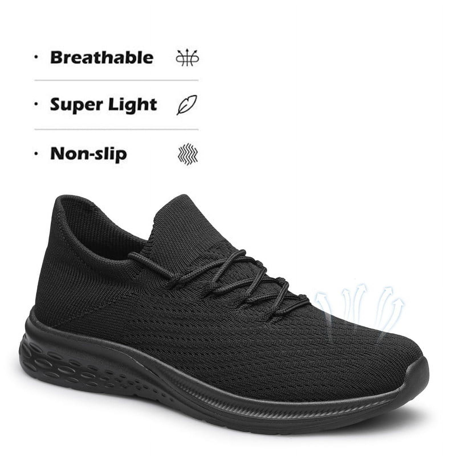 vibdiv Mens Slip On Walking Shoes Lightweight Breathable Non Slip Running Shoes Comfortable Fashion Sneakers for Men All Black Size 7