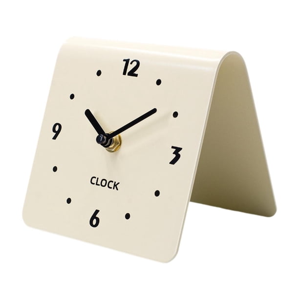 Reloj de mesa decorativo de metal con números arábigos nórdicos simples, reloj de escritorio para Blanco