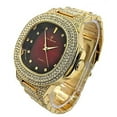 thumbnail image 3 of Bling-ed Out Oblong Case Mens PP Look Watch with Blood Red Dial, Matching Bling-ed Out Cuban Bracelet and King Ring Set - 8475 CR Cuban Set (9, Red - Gold), 3 of 6