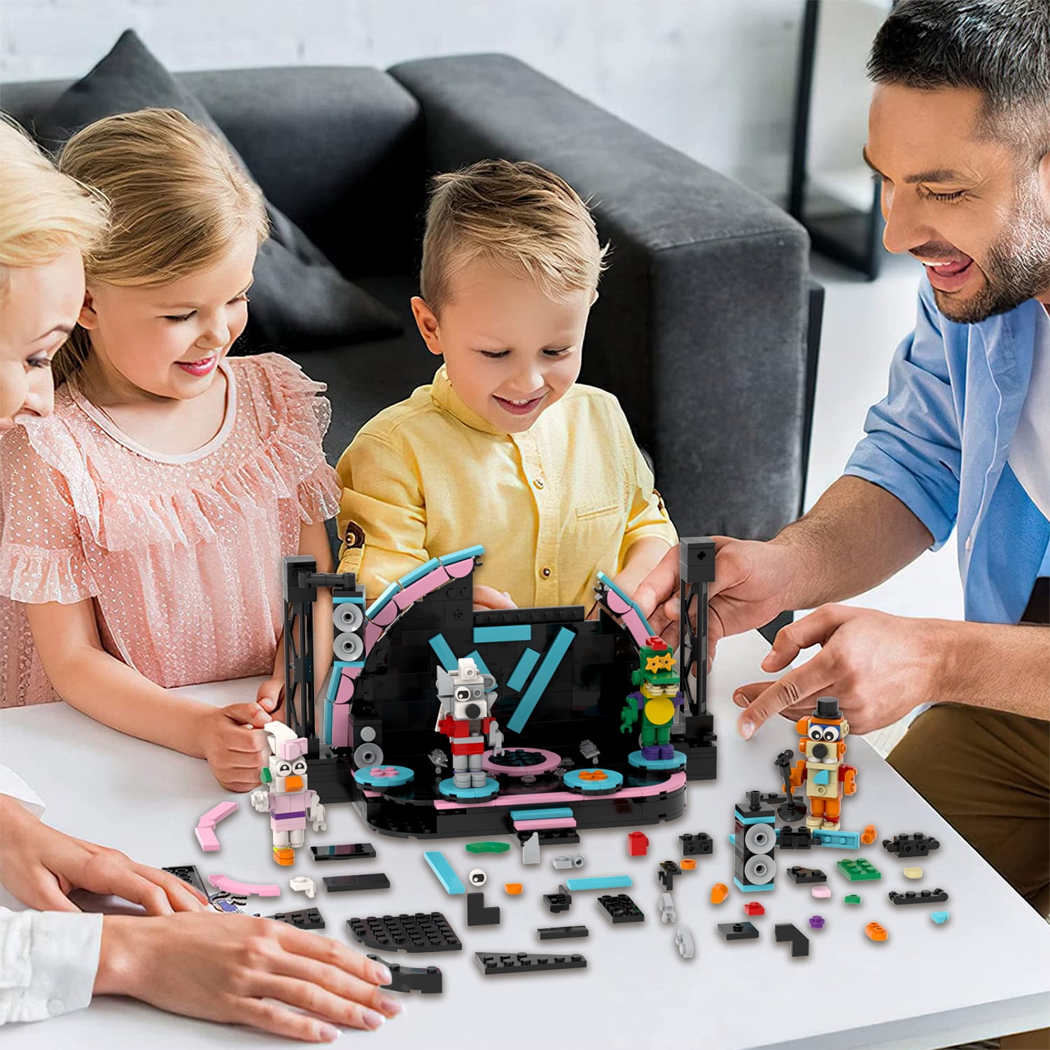 MOOXI Five Nights Stage Building Blocks Toys,FNAF Classic Horror Game Building Set,Halloween Birthday Gifts for Boys and Girls(571pcs)