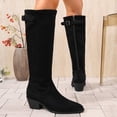 thumbnail image 6 of Women's Over the Knee Boots Stretchy Black Thigh High Boots Slimming Block Heel Platform Riding Boots Minimalist Fashion High Heel Boots Black 9(42), 6 of 8