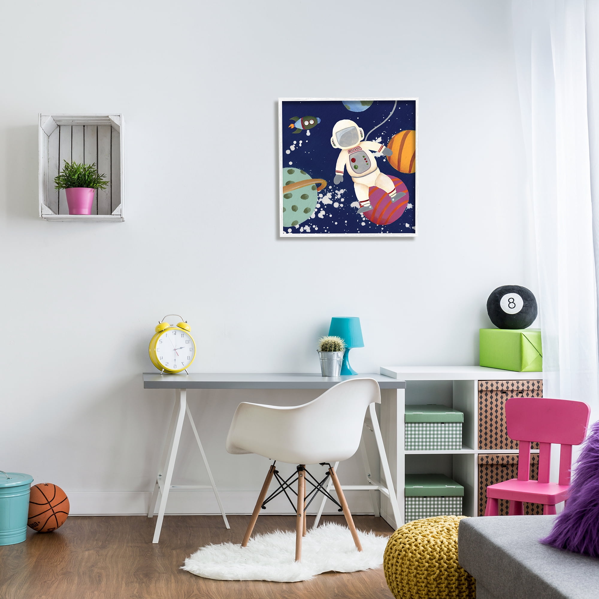 Stupell Industries Playful Astronaut Floating In Space Planets Rocketship, 24 x 24, Designed by Regina Moore