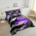 thumbnail image 4 of Erosebridal Glitter Lips Comforter Sets Queen Size,Bling Sparkling Bedding Queen Comforter Set,Grey Purple Bedding Sets Queen With Comforter,Ultra Soft Sparkle Room Decoration,Reversible,3-Piece, 4 of 8