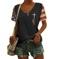 thumbnail image 4 of HEILAU 4th of July Shirts for Women Independence Day American Flag Graphic Tees Vintage Print Floral Casual V Neck T Shirt Patriotic T Shirts, 4 of 5