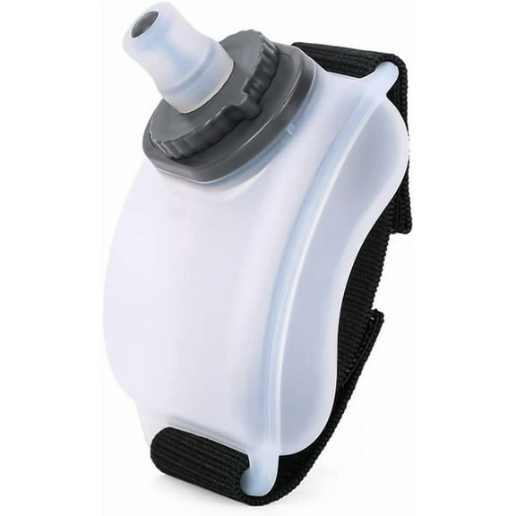 Portable Running Wrist Water Bottle, Adjustable Wrist Sports Water Bottles, Reusable Leak Proof 7 Oz Silicone Sports Water Jug for Travel Camping Rock Climbing Jogging Hiking Marathon Cycling (White)