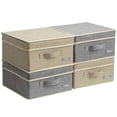 thumbnail image 1 of Yueyue Paquete De 4 Cajas De Almacenamiento De Tela Pequeñas Con Tapas Caja De Almacenamiento De Lino Plegable Con Tapas Juego De 4 Piezas Gris Y Lino 12.4In/12In/6.7In, 1 of 5