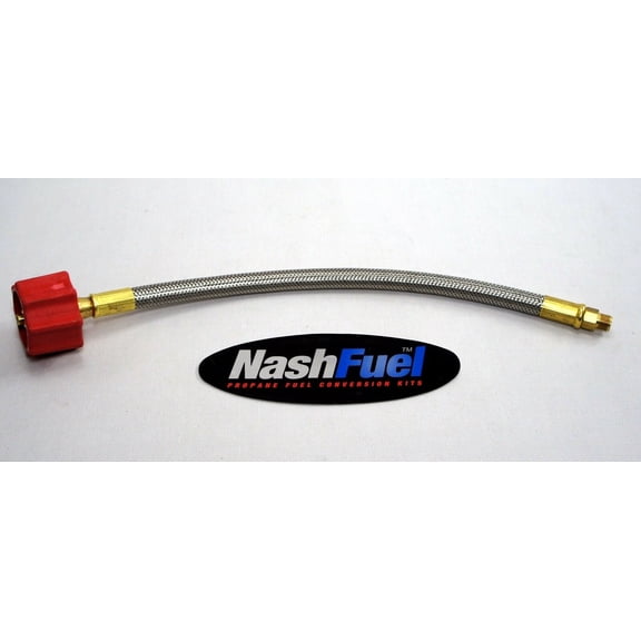 15" BRAIDED STAINLESS STEEL PROPANE HOSE 1-5/16" ACME QCC 1/4" INVERTED FLARE