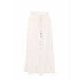 thumbnail image 3 of Women'S Elastic Tie Waist Button Down Maxi Skirts Casual Loose Flowy Swing Slit Front Dress White M, 3 of 8