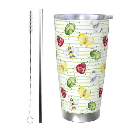 

Logiee Insects Print 20OZ Car Cup with Lid Stainless Steel Vacuum Insulated Double Wall Travel Tumbler Durable Insulated Coffee Mug Thermal Cup with Straw-Straw Two-piece Set