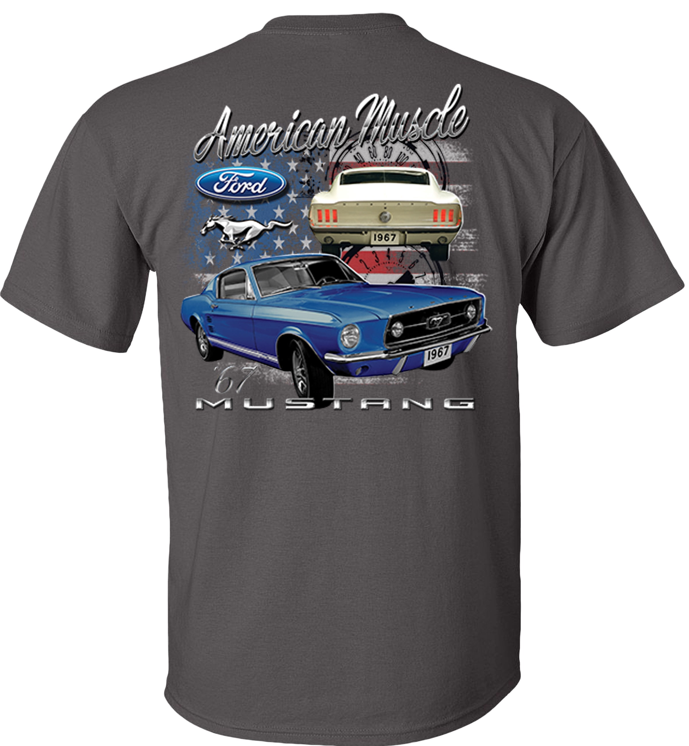 Fair Game American Muscle 1967 Mustang Ford T-Shirt-Charcoal-Gray-3x