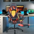 thumbnail image 3 of Gaming Chair Office Chair High Back Computer Chair PU Leather Desk Chair with Footrest, Modern Executive Ergonomic Adjustable Swivel Task Chair with Headrest and Lumbar Support (Yellow), 3 of 8