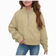 thumbnail image 3 of TOWED22 Girls Half Zip Up Sweatshirt Long Sleeve Cropped Pullover Sweatshirt Fall Cute Clothes for Girls Fashion Winter Sweatshirts,C, 3 of 7