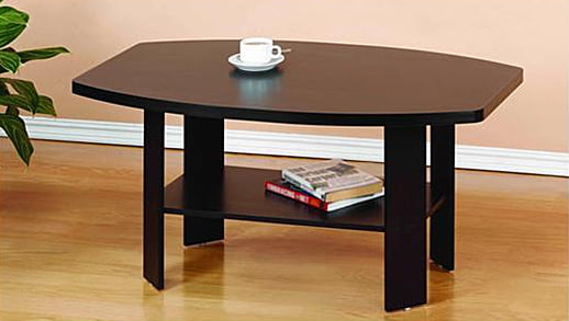 Cream Faux Marble/Black Furinno 11179CRM Simple Design Coffee Table 