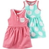 Carters Baby Clothing Outfit Girls 3-Piece Set Dress and Bottoms Pink Big Dot/Mint Stripe