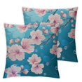 thumbnail image 2 of Acheng Cherry Blossoms Pillow Cover Pink Flowers Plum Branch Cherry Blossom Flower Pillow Case Protector with Zipper Decorative Soft Rectangle Bed Pillowcases for Bedroom,Couch,Teal，2pcs White, 2 of 6