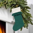 thumbnail image 4 of Clearance Under $6 Ruffled Christmas Stocking, Green Velvet Xmas Stocking with White Cuff, Large Hanging Stocking for Fireplace Tree Holiday Decor, 1PC, 4 of 5