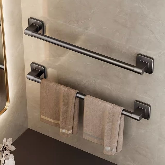 Toallero para baño con ventosa sin orificios para montaje en pared, de aluminio, para almacenamiento de inodoros, barra de toalla de un solo poste