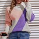 thumbnail image 5 of Gibobby SuéTer Mujer Invierno Suéter de punto de bloque de color de cuello cómodo casual para mujer para otoño e invierno(Morado,CH), 5 of 6