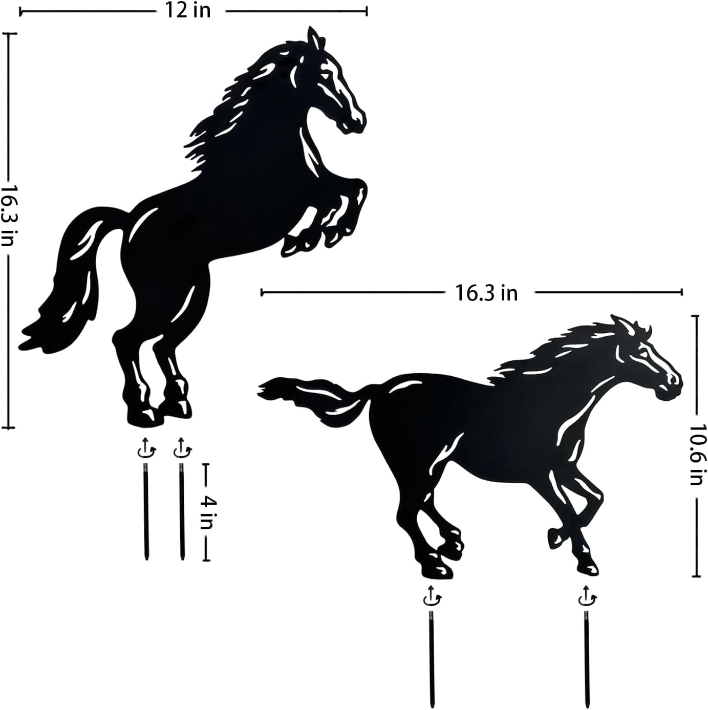 Horse Metal Decorative Garden Stakes Horse Gifts for Women/Men Horse Lovers Gifts Silhouette Statues for Yard Art, Outside, Patio, Outdoor Decor, Garden Decorations, Lawn Ornaments