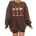 thumbnail image 1 of Gibobby Sudaderas Navideñas para Mujeres holgado informal de manga larga con cuello redondo de tamaño para mujer(Café,XG), 1 of 5