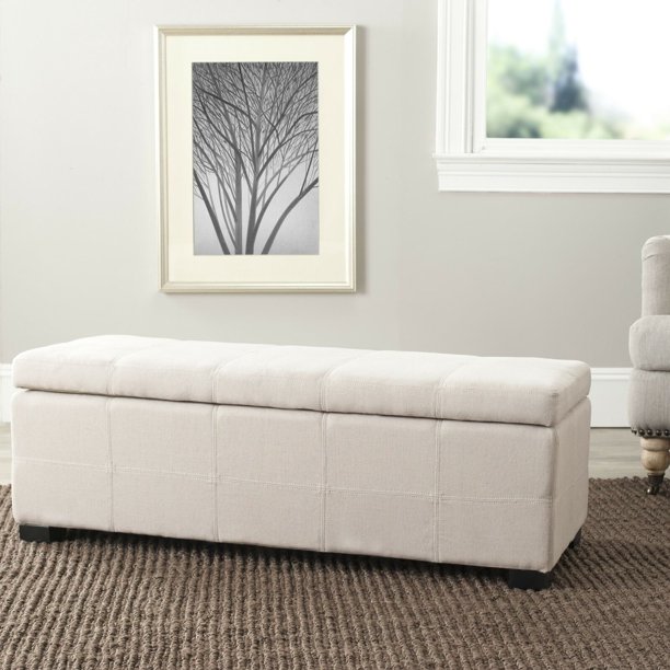 Madison Beige Linen Storage Bench