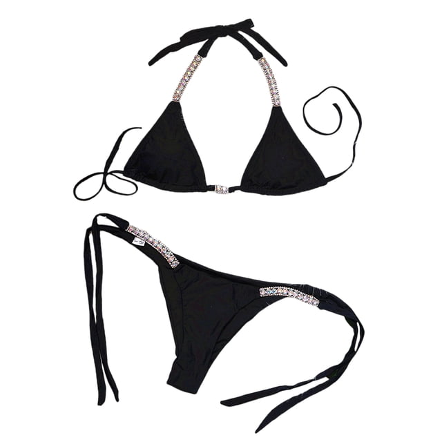 Traje de Baño de 2 Piezas para Mujer, Traje de Baño , Conjuntos de con Cuello Halter Triangular, Traje de Baño con de Imitación, - Black, Sunnimix Traje de bikini de mujer