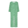 thumbnail image 3 of IFNND 2 Pack Womens Pajama Sets Printed Crewneck Long Sleeve Pajamas Top and Pants, 3 of 3