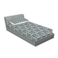 thumbnail image 2 of Ambesonne Black and White Fitted Sheet & Pillow Sham Set, Skull in Flora, Twin, Charcoal Grey and White, 2 of 2