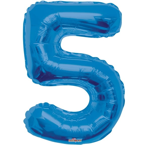 Giant Blue Number 5 Foil Balloon 34"