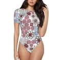thumbnail image 2 of Picia Abstract Floral Womens One Piece Swimsuits Modest Tummy Control Bathing Suits Lace Up Slimming Swim Suit-Large, 2 of 9