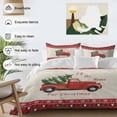 thumbnail image 3 of Christmas Bedding Duvet Cover Set Twin Size 4 Pieces Red Christmas Trucks Pine Tree Snow Retro Linen Bedding Set with Zipper Closure, 1 Comforter Cover 68x86 Inches 1 Flat Sheet & 2 Pillow Cases, 3 of 7