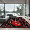 thumbnail image 2 of ODIKA 8'x10' Washable Area Rug Non-Slip Chair-Friendly Mat Guitar Music Rock Notes Treble Clef Border Record Vinyl Themed for Dining Room, Large Office, Lounge, 2 of 7