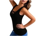 thumbnail image 6 of Byworldtasic Womens Criss Cross Strappy Front Basic Round Hollow Out Neck Seamless Camisole Tank Top, 6 of 7