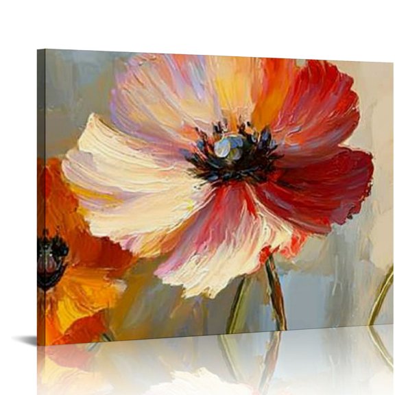 flowers painting impressionism Canvas Ready to Hang Living Room Bedroom Home Office Wall Decor Wall Decor for Bathroom