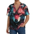 thumbnail image 1 of Fotbe Red Flame Wolf Head Camisa Estampada de Manga Corta para Hombre, Casual de Verano, Estilo Playero, Sin Arrugas-Medium, 1 of 5