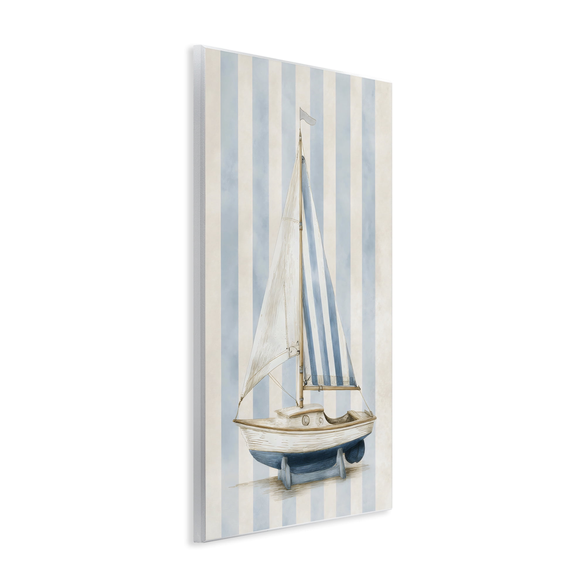 Stupell Industries Seaside Stripes Sailboat Wall Plaque Art, design by Petal Prints Design
