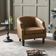 thumbnail image 4 of Camel Faux Leather Barrel Accent Chair with Nailhead Trim, Modern Upholstered Club Chair, 4 of 10