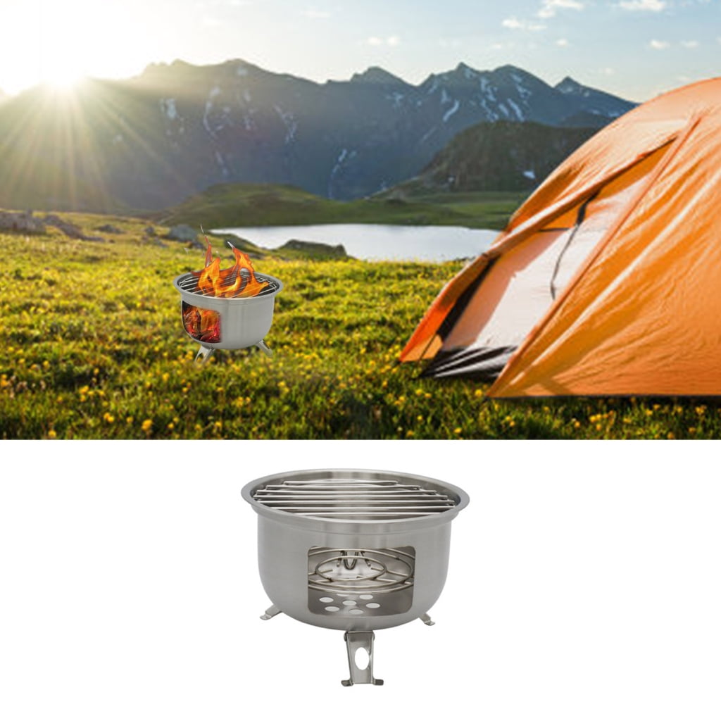Easy to Carry Backpacking Wood Burning Stove Stainless Steel Charcoal Grills Efficient Picnics Cooking Equipment