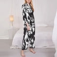 thumbnail image 3 of Vsdgher Floral Cow Silhouette Pajamas Set Long Sleeve Sleepwear Womens Button Down Nightwear Pj Sets-Small, 3 of 7