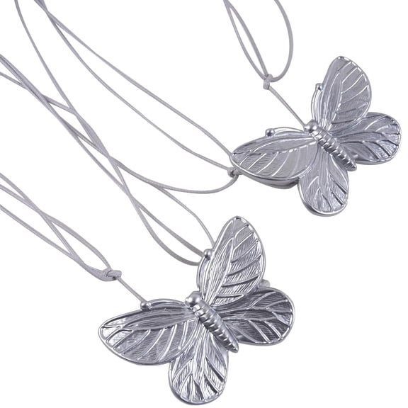 2 pack Pair of Vintage Magnetic Curtain Tiebacks, Minimalist Home Butterfly Resin Curtain Holders, No Drilling, No Installation Required(Silver*1 Pairs)