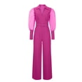 thumbnail image 6 of ABATAB Jumpsuits for Women Lapel V-Neck Long Belt Romper Long Sleeve Wide Leg Baggy Party Clubwear Trendy Jumpsuit, 6 of 6