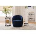 thumbnail image 2 of 360 Degree Swivel Barrel Chair, Teddy Fabric Accent Chair with Solid Metal Base, Modern Upholstered Armchair Club Chair, Leisure Chair for Living Room Bedroom Office, Blue, 2 of 7
