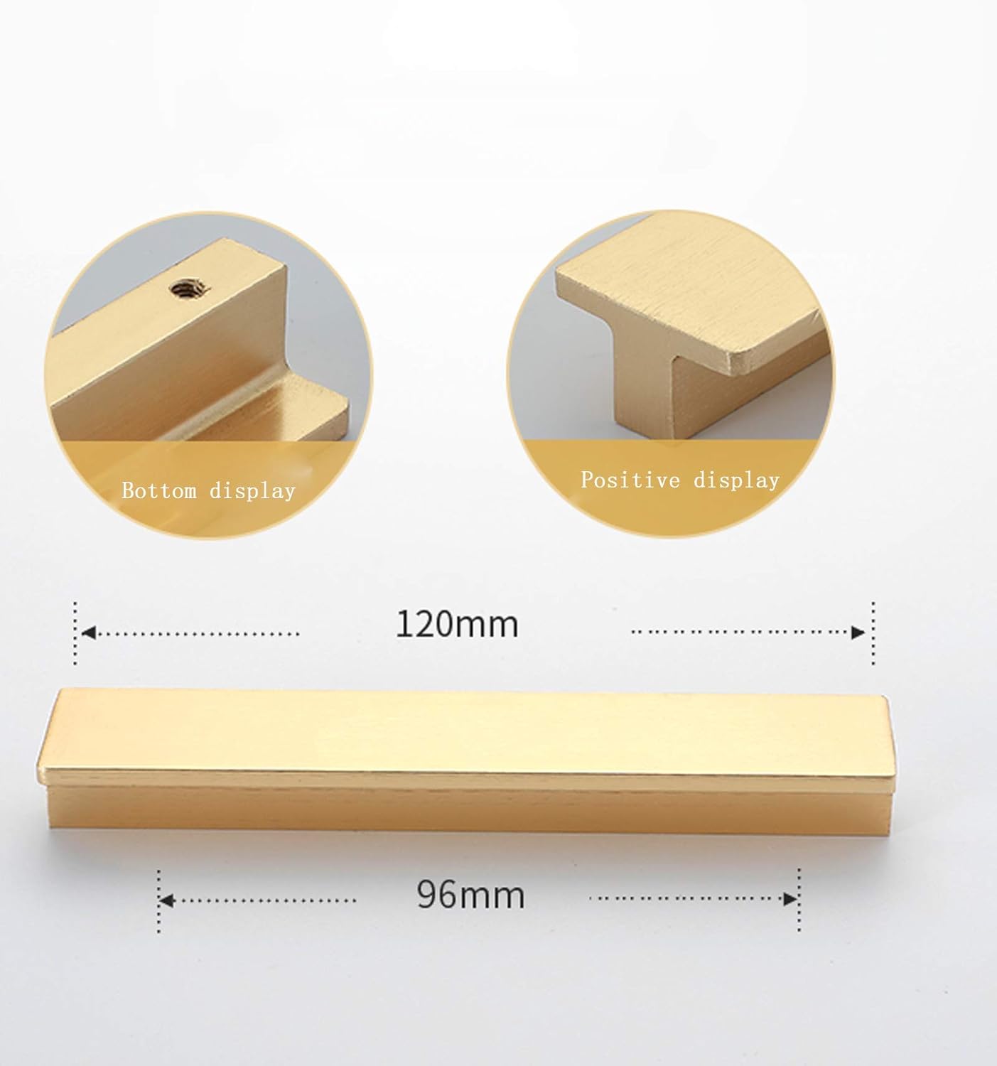 Gamvdout 2X Kitchen Cupboard Door Handles Chest of Drawers Golden Cabinet Pulls T Bar Cabinet Handles Kitchen Handles Drawer Pulls Hardware Parts